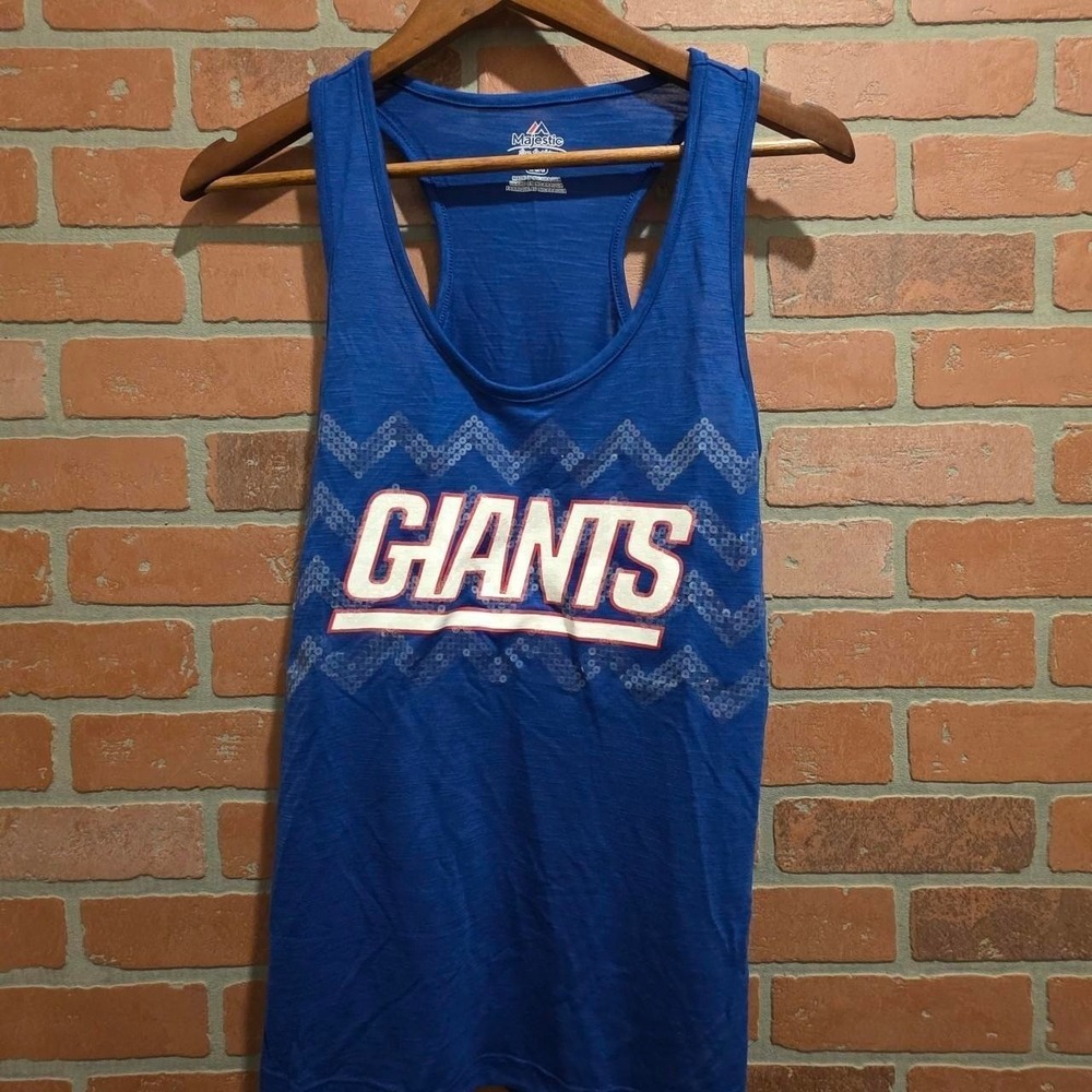 Majestic blue new york giants tank top NFL women's stretchy large sku 92